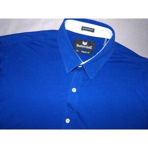 Buttercloth ICY COTTON Stretch Blue Short Sleeved Button Up Shirt‎ Men's XL